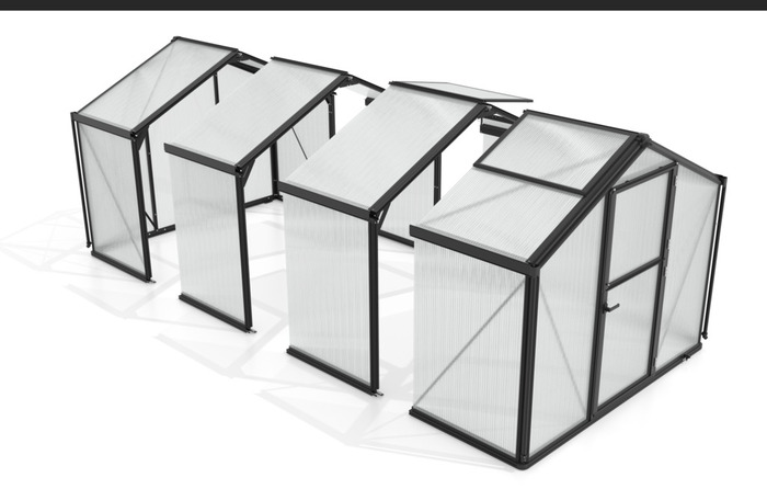 Tillbyggnadsmodul Växthus Deimos Svart Glas/Poly 2,7 m² Vitavia